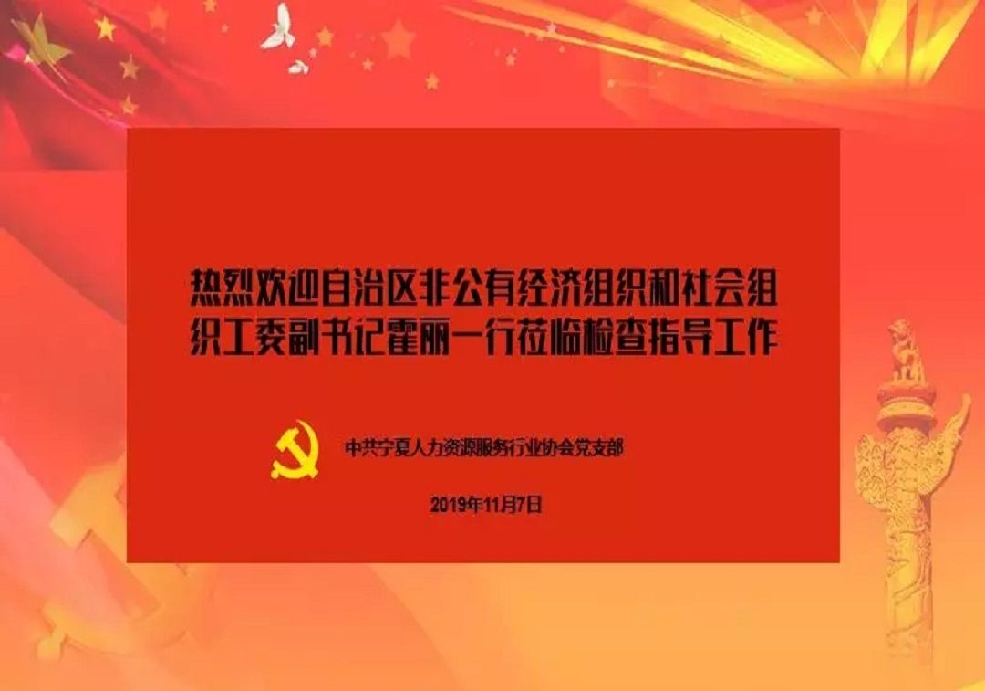 自治区非公有经济组织和社会组织工委副书记霍丽一行莅临宁夏人力资源服务行业协会党支部督导调研工作